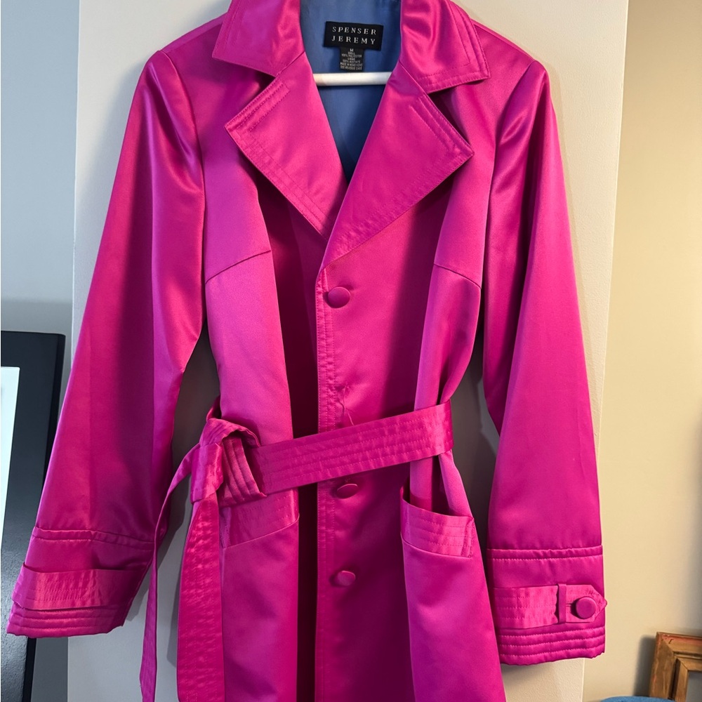 Spenser Jeremy Women's Pink Belted Trench Jacket